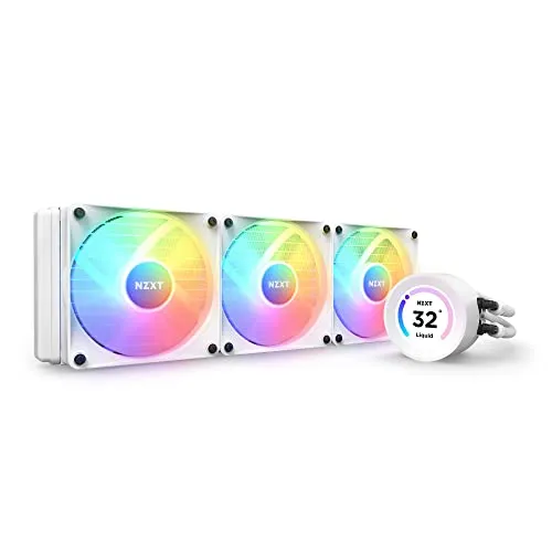 NZXT Kraken Elite RGB 360 - Dissipatore a liquido AIO per CPU 360mm - Display LCD grandangolare personalizzabile da 2.36"" per GIF - Pompa ad alte prestazioni - 3 x ventole Core RGB F120 - Bianco
