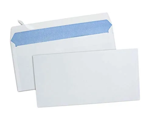 GPV - 500 buste con chiusura adesiva, 80 g, formato DL 110 x 220 mm, colore: bianco