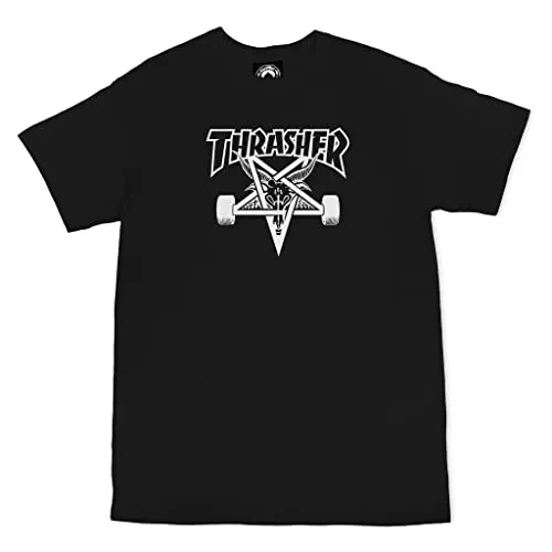 THRASHER Skategoat - Maglietta da Uomo, Uomo, Maglietta, 110117L/BK, Nero, L