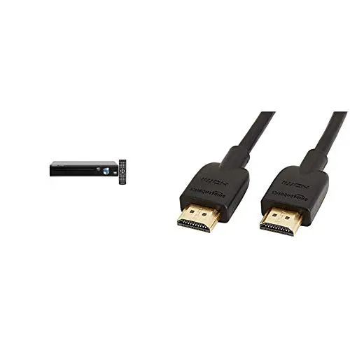 Majestic DVX 475 USB - Lettore DVD/MPEG4 con ingresso USB, telecomando, Nero & Amazon Basics - Cavo HDMI 2.0 ad alta velocità, supporta Ethernet, 3D, video 4K e ARC, 1,8 m (standard più recente)