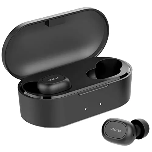 HOMSCAM - Auricolari Bluetooth 5.0, impermeabili, wireless, QCY, HiFi Mini Twins Stereo In-Ear, con custodia di ricarica portatile, con microfoni