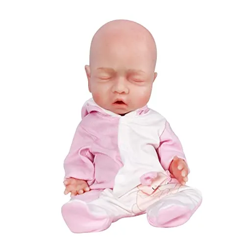 Reborn Baby Dolls,Bambola calva con gli occhi chiusi, non in vinile, in vero silicone per tutto il corpo, bambola rinata (38 cm ragazzo calvo con gli occhi chiusi)