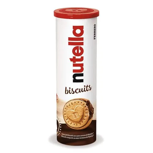 Nutella Biscuits Tubo - Croccanti Biscotti con un Cremoso Ripieno di Nutella, con Farina di Frumento e Zucchero di Canna, Ottimi come Colazione, Snack e Merenda, 1 Confezione da 166 gr