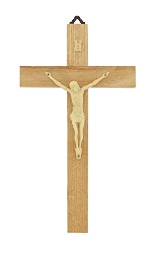 Crocifisso da parete in legno con Cristo in plastica - 20 cm
