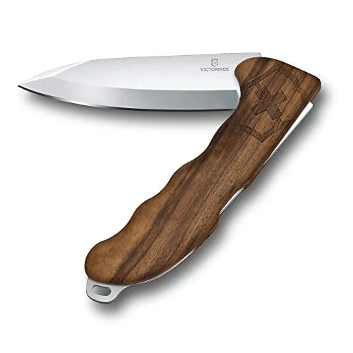 Victorinox, Hunter Pro Wood, coltellino svizzero (2 funzioni, lama bloccabile, occhiello di fissaggio), legno