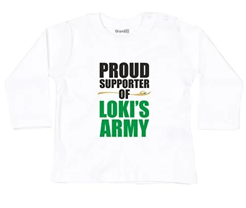 Proud Supporter of Loki's Army Camicia a Maniche Lunghe dei Neonati - Bianca/Nero 6-12 Mese