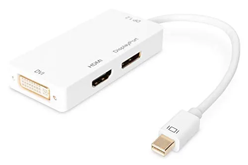 ednet 84511 - Adattatore Mini DisplayPort Graphics Y, da mDP a DP + DVI-D + HDMI tipo A, Full HD 60Hz, bianco