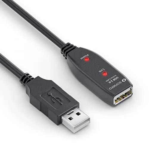 sonero® cavo USB 2.0, prolunga attiva con amplificatore di segnale, cavo dati, spina USB-A su presa USB-A, 480 Mbit/s, 5.00m, nero