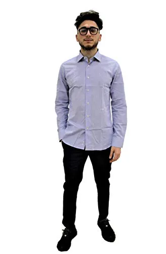 ALVIERO MARTINI Camicia Slim A Quadri Bianco/Azzurro Uomo - U1305UI353244 (45)