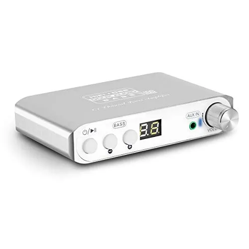 Q100 2.1 canali Bluetooth Amplificatore , amplificatore stereo di classe D, mini amplificatore per subwoofer digitale, ricevitore 80W+40Wx2, Dual DSP (Silver)