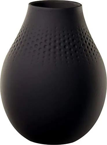 Villeroy & Boch Collier Noir Vaso Perle Alto, Porcellana Premium, Nero, 16x16x20 cm