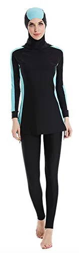 Costume da Bagno Musulmano Donne Ragazze Costumi da Bagno Muslim Swimwear Signore Modesto Copertura Completa Beachwear Burkini Modest Swimsuit (Blu, 2XL)