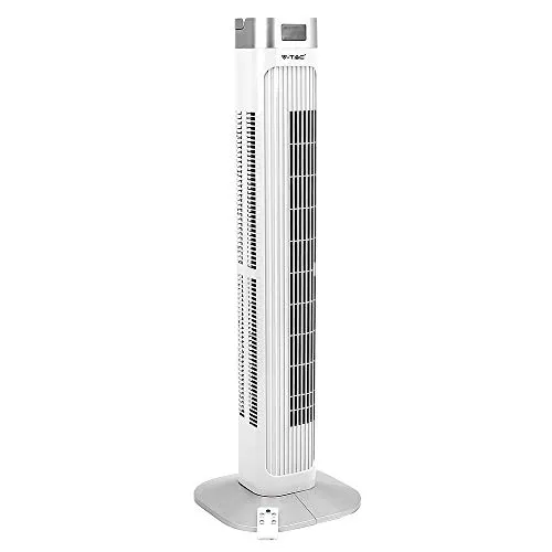 V-TAC VT-5536 Ventilatore tower fan 55W 910mm con display temperatura e telecomando abs colore bianco ip20 - sku 7900