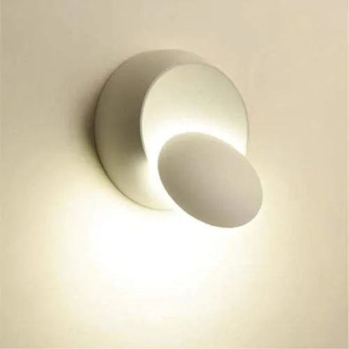 Lampada da Parete LED Applique da Parete Interno Moderno, Girevole a 360 Gradi Luce Rotonda per Camere da Letto, Soggiorni (3000K, bianca)