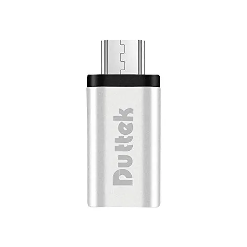 Duttek Adattatore USB c USB, Adattatore USB 3.1 Tipo C OTG, da USB C Femmina a Micro USB Maschio OTG (On The Go) convertitore di sincronizzazione Dati Adattatore (Argento)