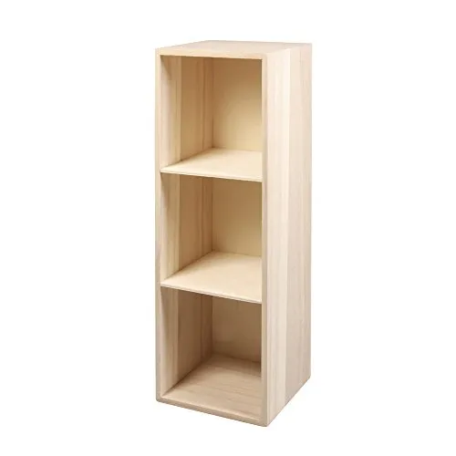 Rayher 62599000 Cassetta in legno, comodino da decorare, mini scaffale, 32 x 11 x 8,7 cm, 3 scomparti