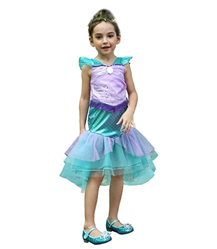 Lito Angels Vestito da Sirenetta per Bambina, Costume da Sirena di Halloween e Festa di Compleanno, Taglia 4-5 Anni