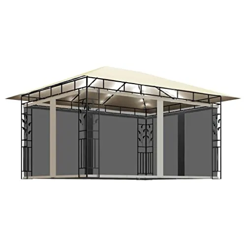 vidaXL Gazebo con Zanzariera e Luci LED 4x3x2,73 m Crema