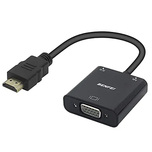 Adattatore HDMI a VGA, BENFEI HDMI Ingresso a VGA Produzione con audio da 3,5 mm Compatibile per computer, desktop, laptop, PC