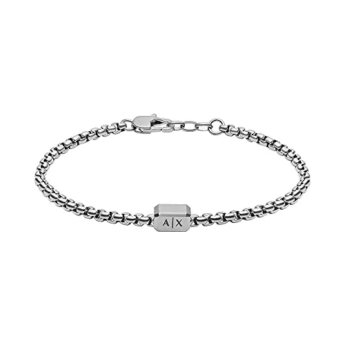 Armani Exchange, Bracciale a Catena da Uomo in Acciaio Color Argento, Axg0072040