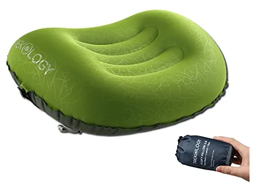 TREKOLOGY cuscino gonfiabile ultraleggero da viaggio o da campeggio-ALUFT 2.0 Comprimibile, compatto, confortevole, ergonomico, cuscino gonfiabile per supporto al collo e lombare durante il campeggio