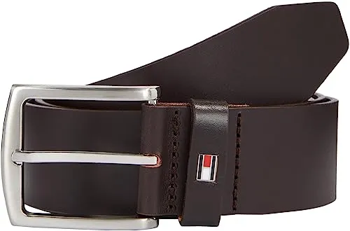 Tommy Hilfiger Cintura Uomo New Denton 4.0 Belt Cintura in Pelle, Marrone (Testa Di Moro), 105
