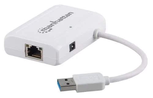 Manhattan UltraLynk 506892 - Adattatore USB 3.0 a Gigabit Ethernet (hub con tre porte USB 3.0 e una porta Gigabit Ethernet)