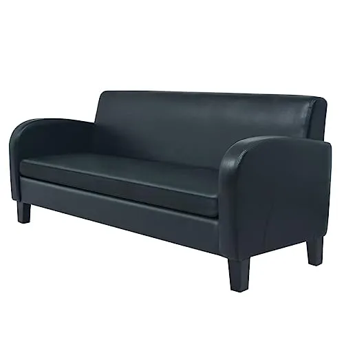 vidaXL Divano a 3 Posti in Pelle Sintetica Nero con Braccioli Divanetto Sofa