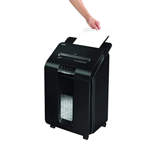 Fellowes 4629201 100M Distruggi documenti a mini frammento ibrido automatico/manuale, 10/100 fogli, per casa e piccolo ufficio