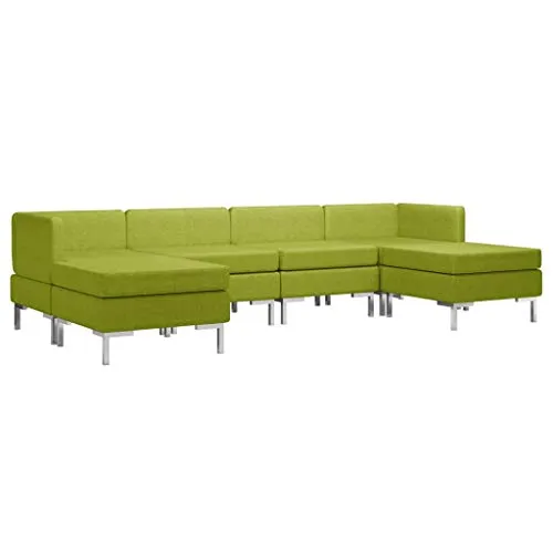 VidaXL - Set di 6 pezzi Divano lounge, divano imbottito, divano, divano, poltrona, poltrona, poltrona, divano angolare, in tessuto verde
