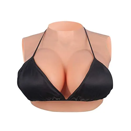 YIQI forma del seno in silicone riempitivo di cotone di seta colletto tondo per Crossdressers Transgender (Colore nudo, C)