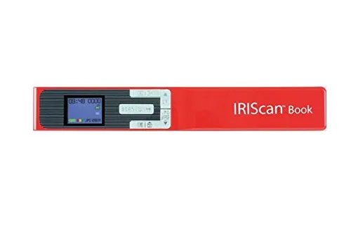 IRISCAN - Book 5 Scanner Portatile I Acquisizione Di Libri, Riviste e Quotidiani I Alta Velocità E Qualità I Batteria USB Ricaricabile I - Rosso