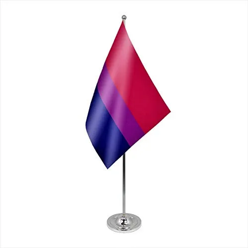 Bisexual Bi Pride LGBT - Bandiera da tavolo in raso e cromato