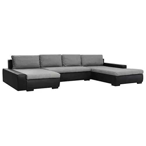 vidaXL Divano Letto Modulare in Similpelle Nero e Grigio Sofa Sdraio Arreddo