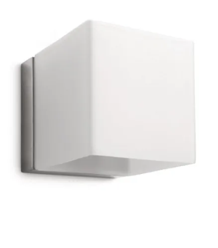 Philips Homroo Lampada da Parete Nickel, Cubo in Vetro Satinato