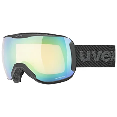 uvex downhill 2100 V, occhiali da sci unisex, fotocromatico, privo di appannamenti, black matt/vario green-clear, one size