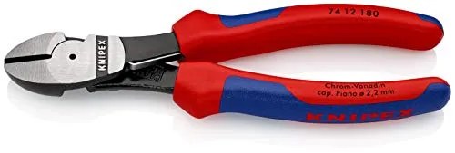 KNIPEX 74 12 180 SB Tronchese laterale per meccanica tipo "forte" bonderizzata nera rivestiti in materiale bicomponente 180 mm