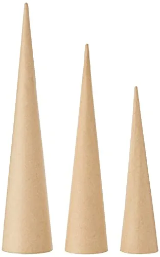 Coni decorativi alti, altezza: 20-25-30 cm, 3 assortiti