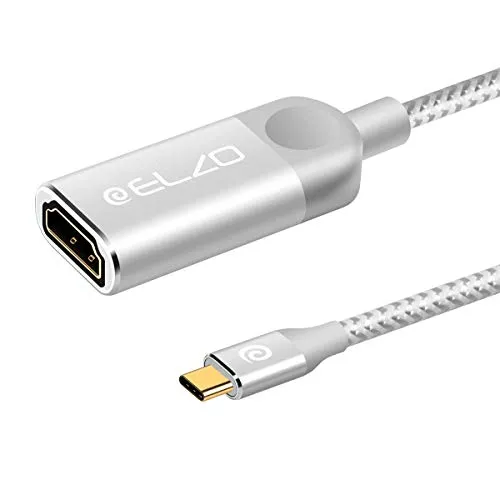 ELZO USB C HDMI Adapter, Tipo C a HDMI Cavo HDMI Adattatore 4K per Apple iPad PRO 2018, MacBook PRO, MacBook Air, iMac, Galaxy S9/S9 Plus/S8/S8 Plus/Note 8, Huawei Mate 10/20/P20 (Argento)