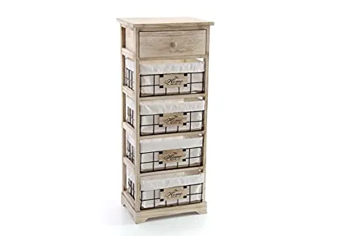 Mobile mobiletto cassettiera in legno decoro home schabby chic 5 cassetti 37 * 27 * 90 cm colore naturale decorato arredamento casa ZIH-787782
