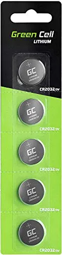Green Cell 2032 Batteria Bottone al Litio 3 V, Specialistica Elettronica Confezione da 5 (CR 2032 / CR2032 / DL2032 / ECR2032/), per l'Uso su Chiavi con Sensore Magnetico Bilance Elementi Indossabili
