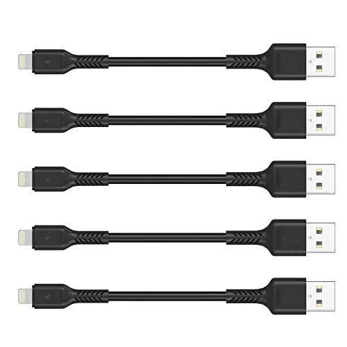 10cm Cavo iPhone Corto, 5 Pezzi Cavo Caricatore USB Lightning Originale Cavo Ricarica MFi Per Apple iPhone 13 12 11 Pro Max Xs Xr X 8 7 6 Plus 5 SE iPad Air/mini-Nero