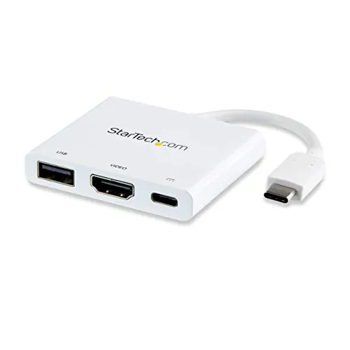 StarTech.Com Adatattore Multifunzione USB-C a HDMI 4k con Power Delivery e Porta USB-A, Adatattore da Viaggio USB Type-C a HDMI, Bianco