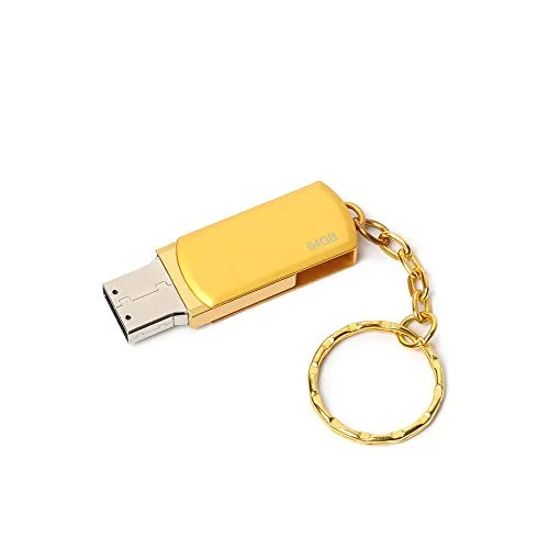 Chiavetta USB 64 GB, Pen Drive 64 giga (Metallo Mini con Gancio) Portatile USB Key Penna USB 64gb（Oro）