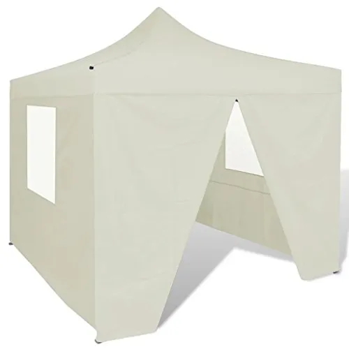 vidaXL Tenda da Giardino Pieghevole Impermeabile Crema 3x3 m 4 Pareti Gazebo