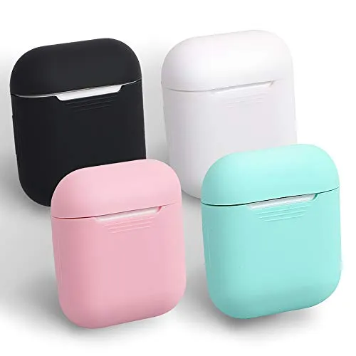 homEdge Custodia per AirPods, 4 confezioni Custodia protettiva in silicone senza cuciture per custodia Apple AirPods - Nero, bianco, rosa e verde menta