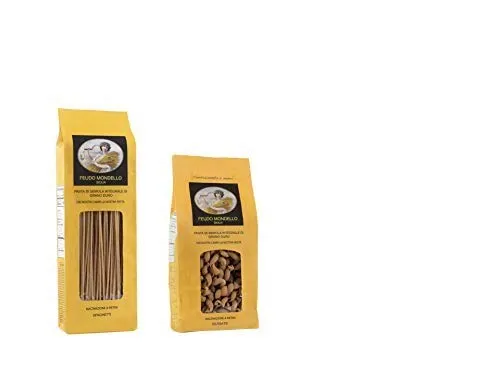 Pastificio Feudo Mondello - Pasta integrale in confezione da 500 g. e 400 g. - Cartone da 8 pezzi di formati misti - 4 Spaghetti da 500 g. - 4 busiate da 400 g. (3,6 Kg)