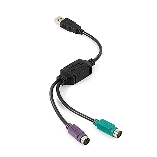 Perixx PERIPRO-401 Cavo da PS2 a USB, per tastiera e mouse con interfaccia PS2, supporta lo switch KVM, con USB IC integrato