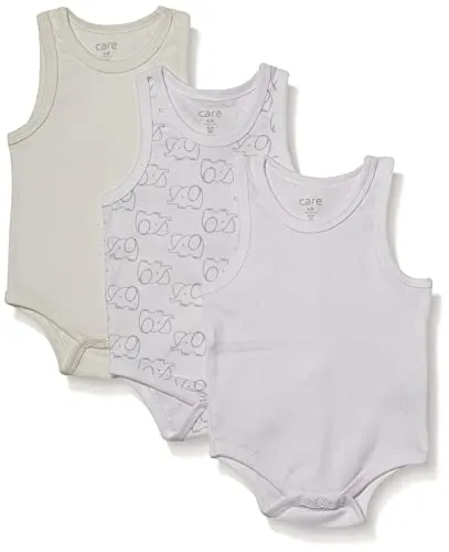 Care Body NS - AOP (3-pack), Body Senza Maniche Unisex - Bimbi 0-24, Bianco Offwhite (200), 4 anni