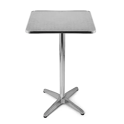 KLESIA Tavolino per esterno in Alluminio, tavolo Bistrot 60x60 con altezza regolabile 70/110 ripiano appoggio in Acciaio Inox, ideale per Bar, Ristoranti, casa o giardino